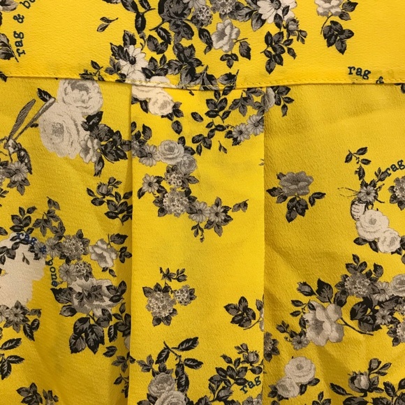 Rag & Bone Victor Silk Floral Top yellow XXS - Picture 8 of 11